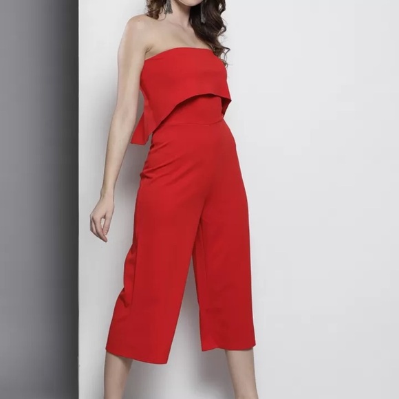 Dorothy Perkins Red Strapless Jumpsuit, Red, Plus Size 16 - Picture 1 of 11